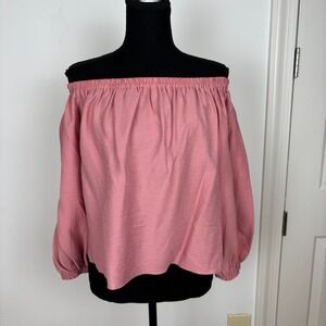 TOPSHOP‎ Pink Off Shoulder Long Sleeve Gown Top Size US 6 EUR 38 NWT
